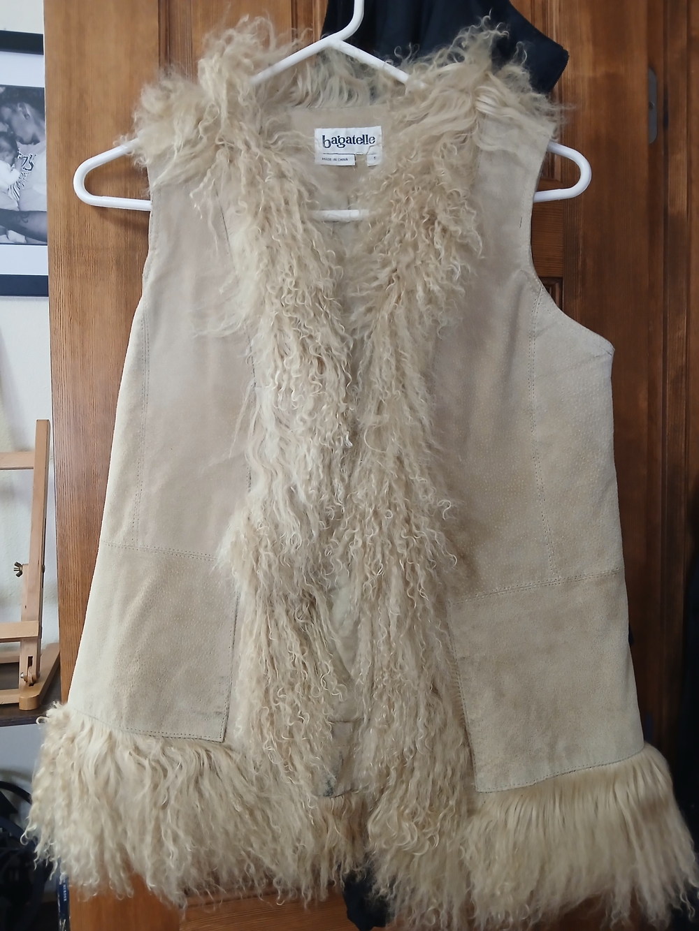 Bagatelle Beige Lamb Shearling Leather Teddy Vest